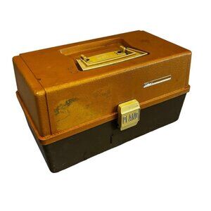 Vintage Plano Tacklebox Plus Contents! See Pics 1970s Brown Gold Made In USA